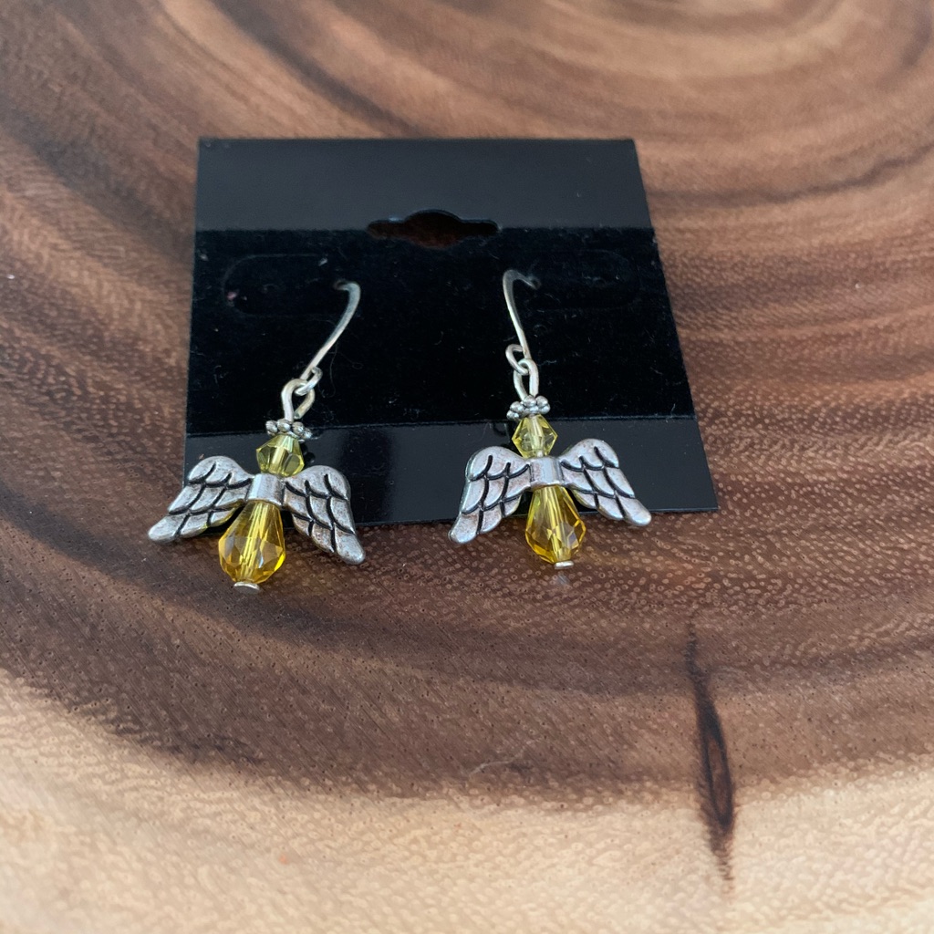 Bogo Angel Wing Earrings Hook Yellow Gold Fun